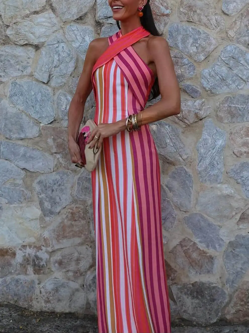 Sunset Samba Cross Strap Maxi Dress