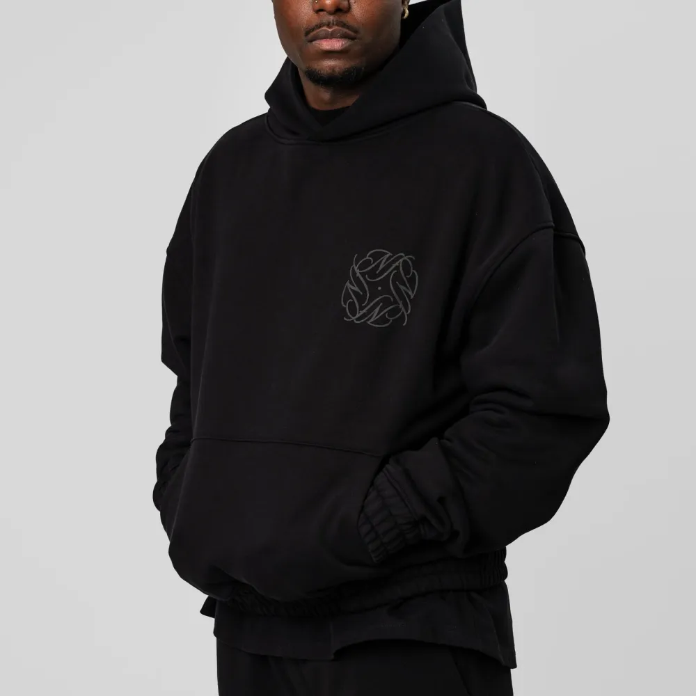 Boxy Tonal Print Hoodie