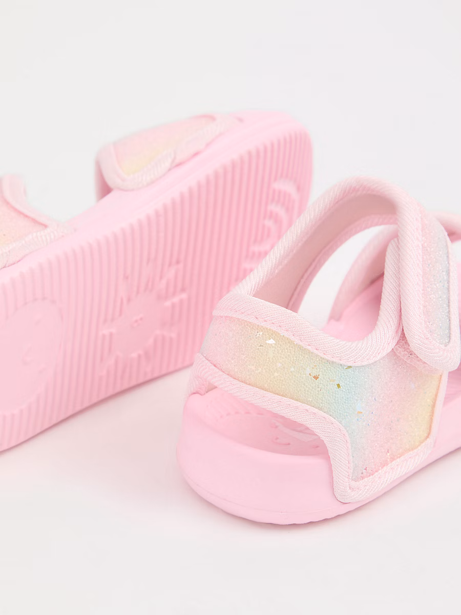 Pink Rainbow Glitter Sandals detail 2