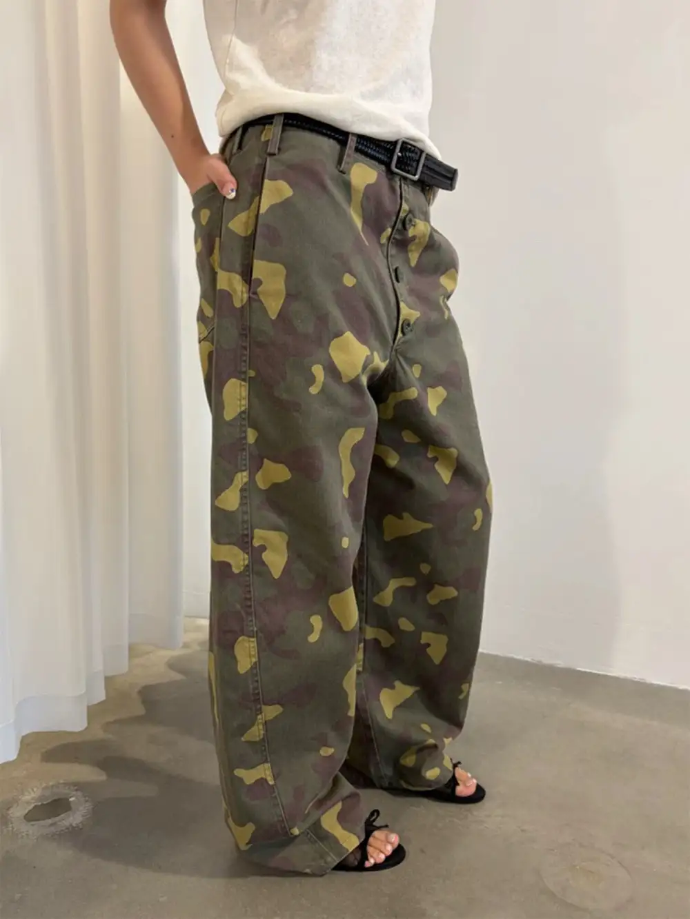 Wide-Leg Camouflage Utility Pants