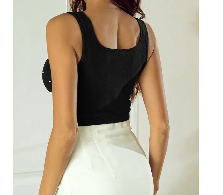Pearl Detail Square Neck Tank