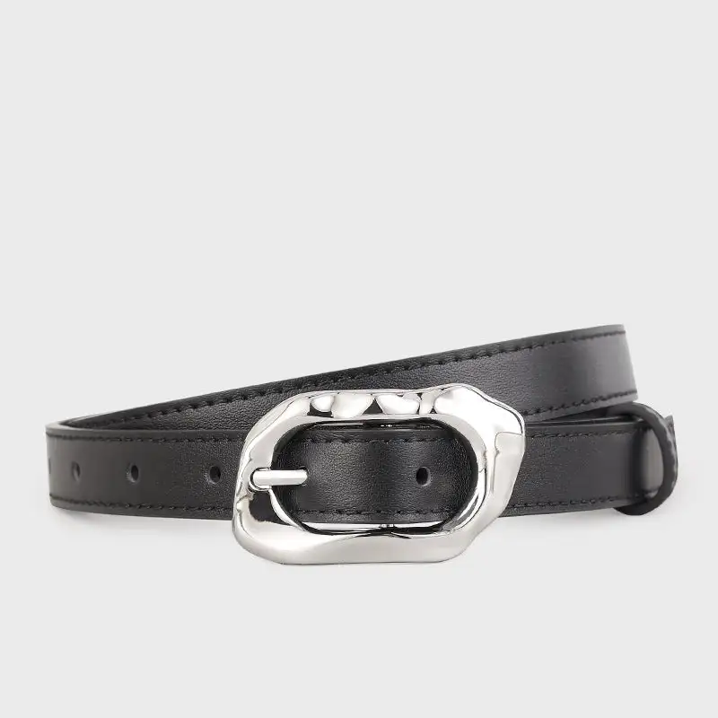 Leather Belt with Silver Buckle