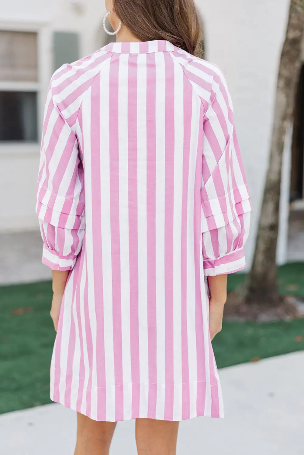 Striped Sleeve Relaxed Mini Dress