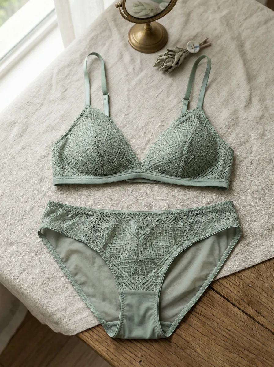 Women's Geometric Lace Geometric Lace Lingerie Set