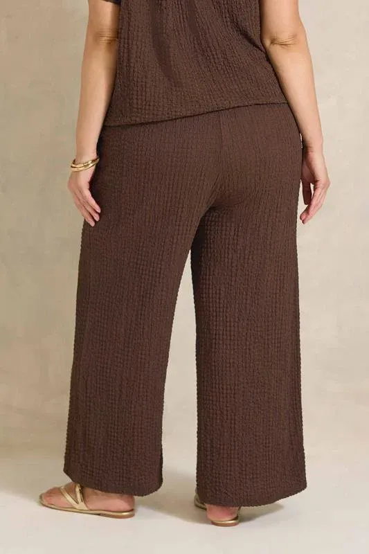Chocolate Brown Crinkle Wide Leg Trousers