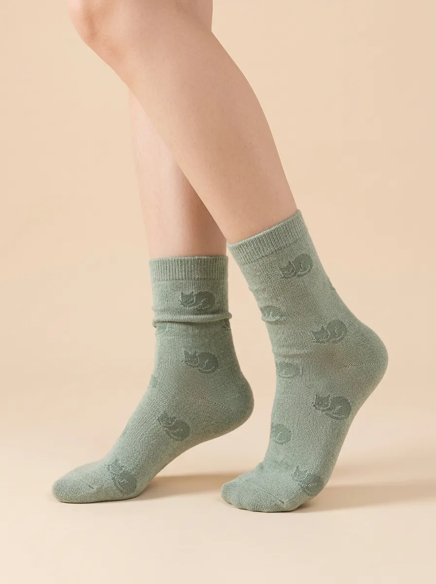 Modern Cat-Motif Casual Socks