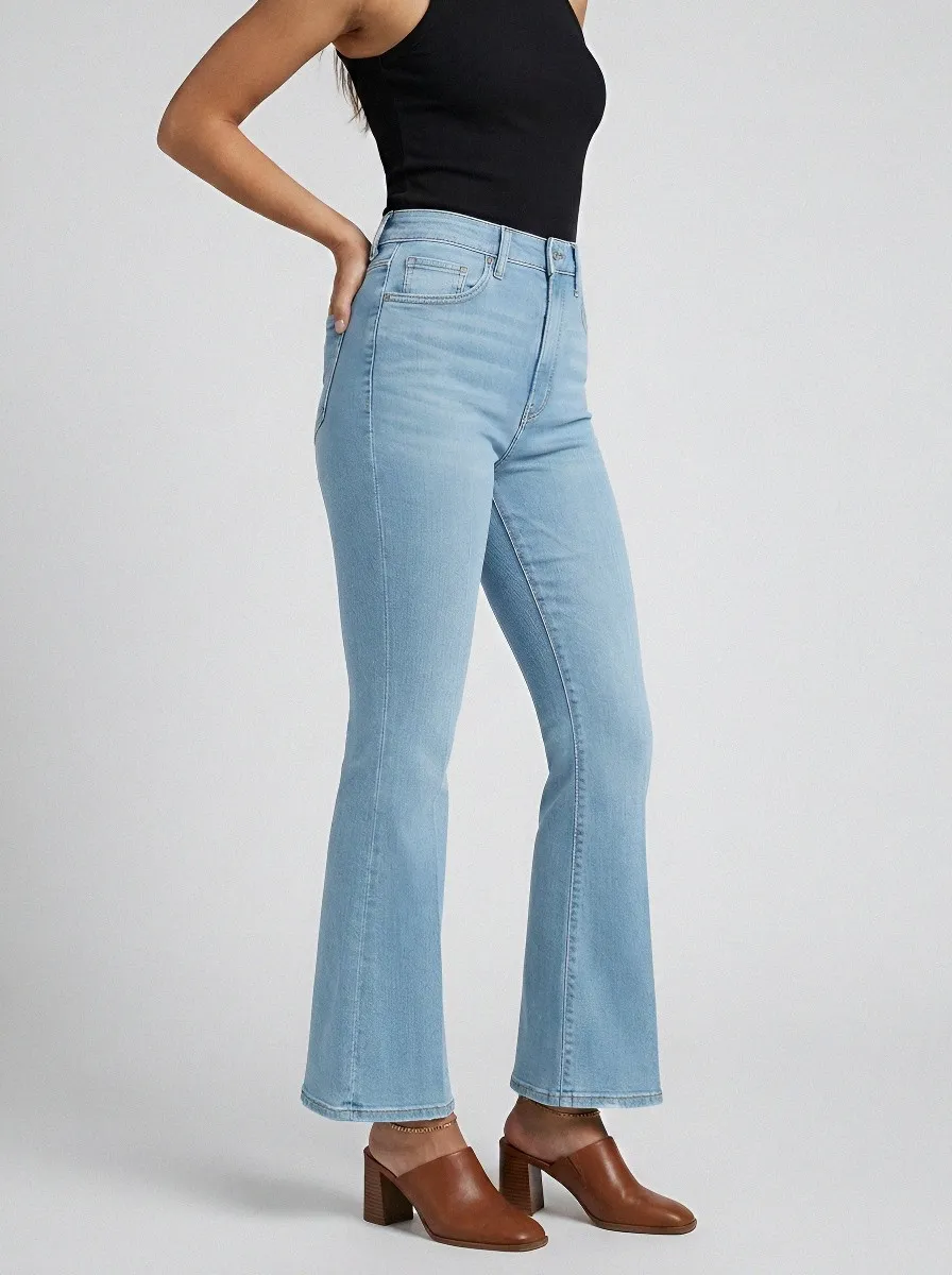 Vintage-Wash Women's High-Waist Stretch Flare Jeans