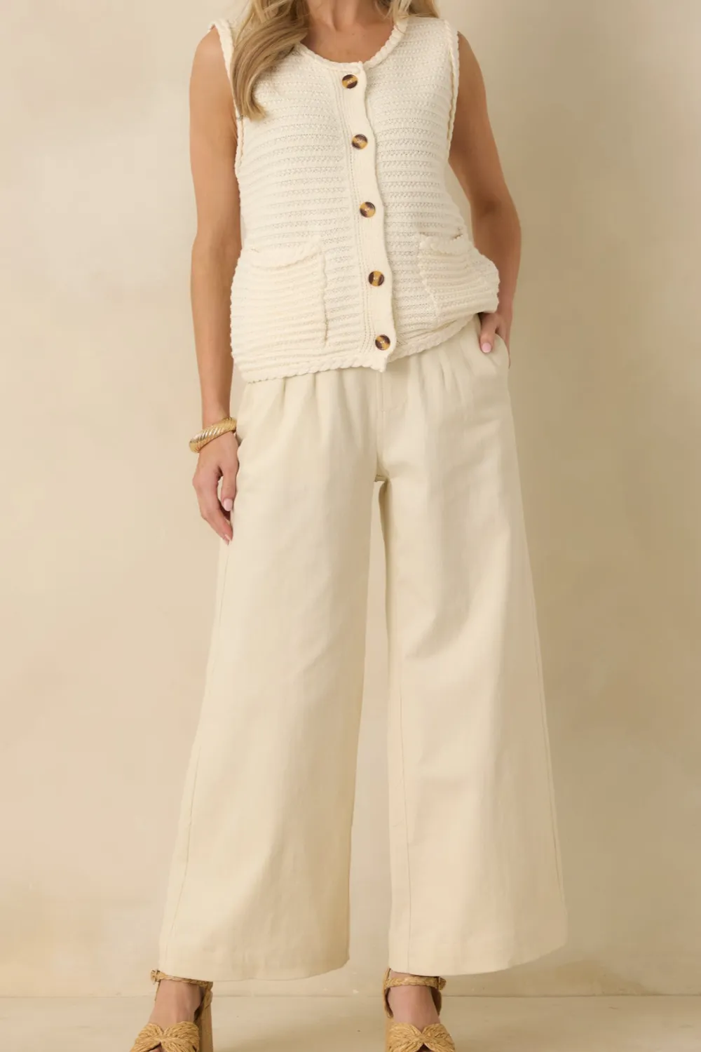 Rhythm Cotton Tie-Belt Wide Leg Pants