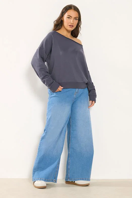 Grey Off Shoulder Sweatshirt detail 1
