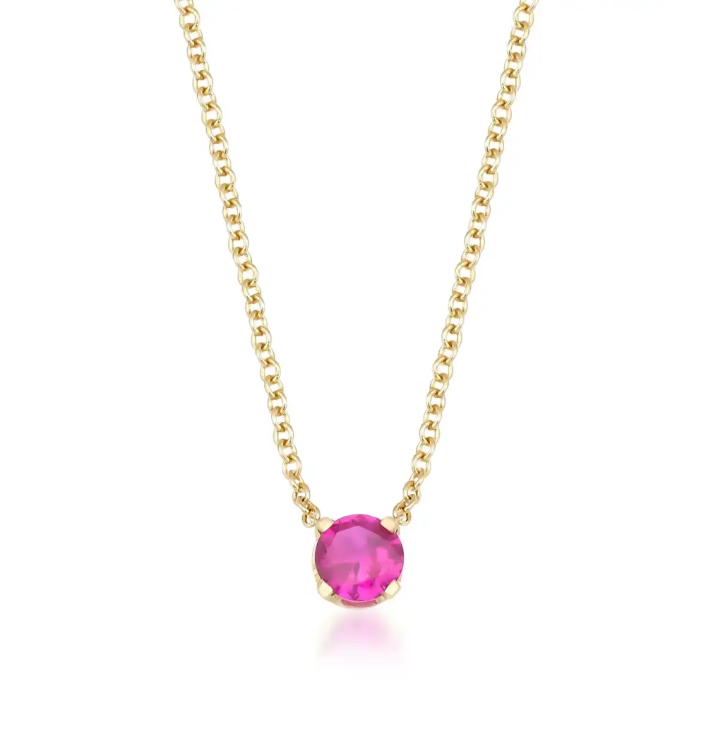 Dainty Prong Set Solitaire Ruby Necklace