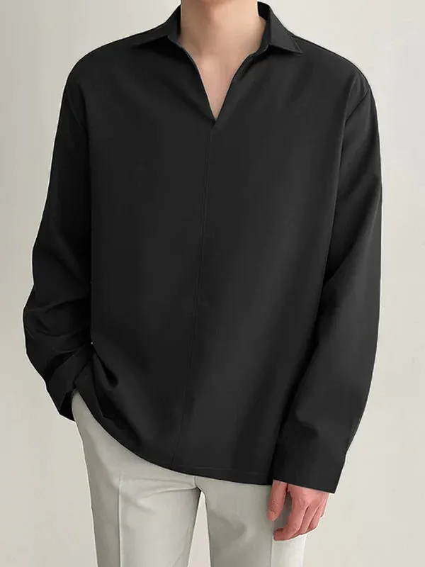 Loose Solid Color Long Sleeve Shirt
