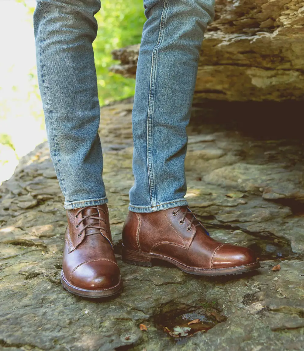 Back Zip Welted Rugged Heritage Ankle Boots