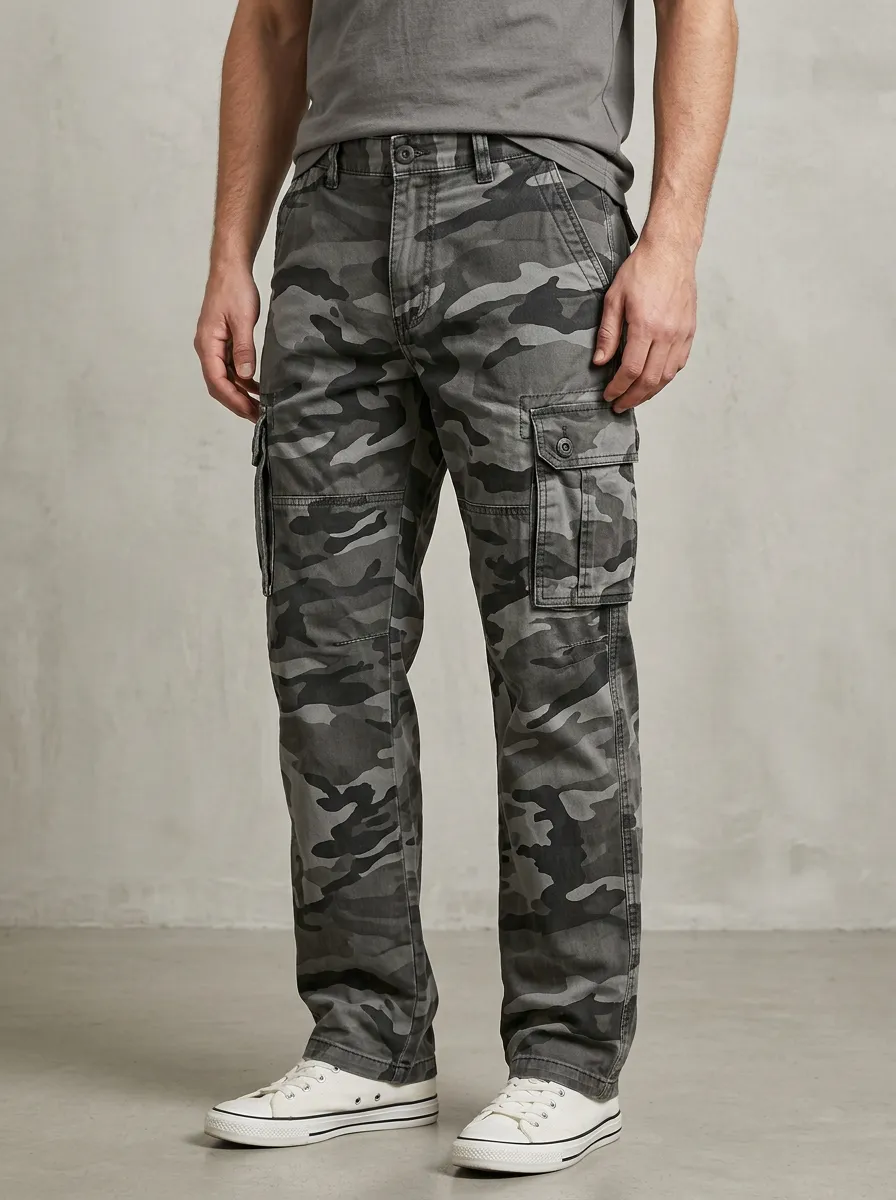 Camouflage Military-Inspired Urban Camouflage Cargo Pants
