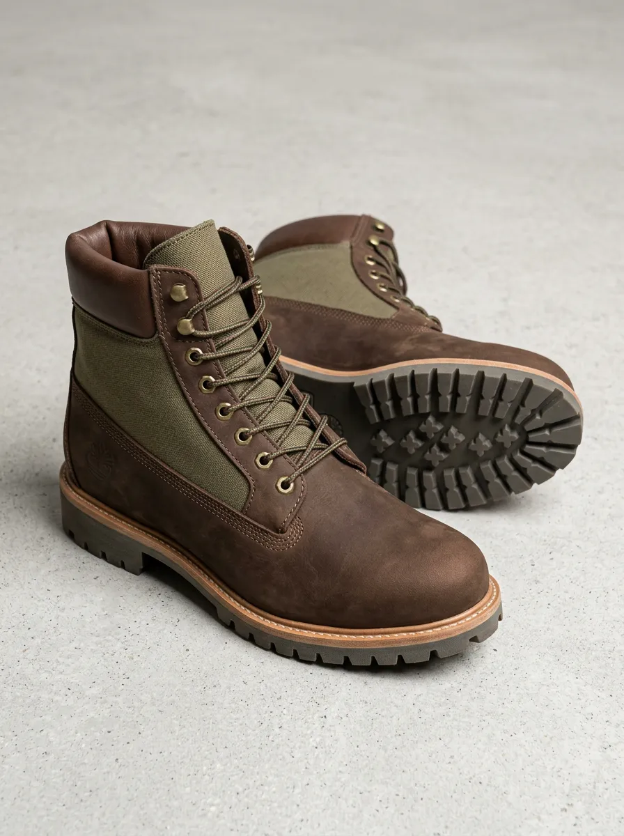 Unisex Leather Canvas Lace-Up Work Boots