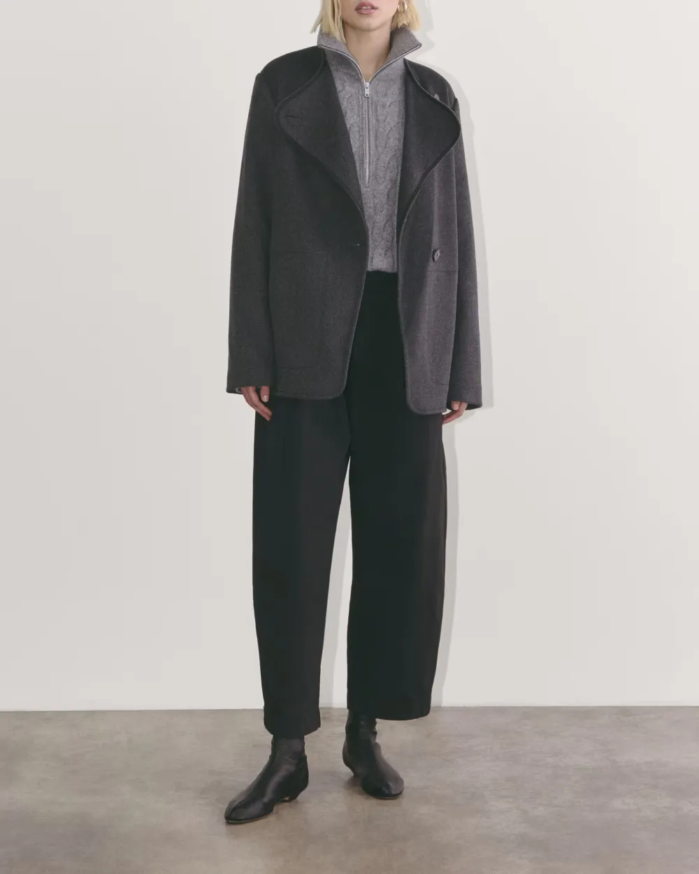 Short Wool Coat With Lapel