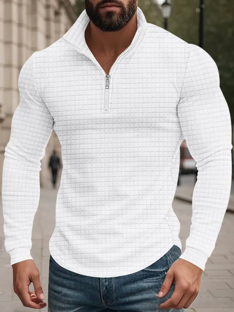 Casual Checkered Stand Collar Sweatshirt Hoodie