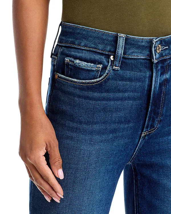 Blue Straight Leg Raw Edge Jeans