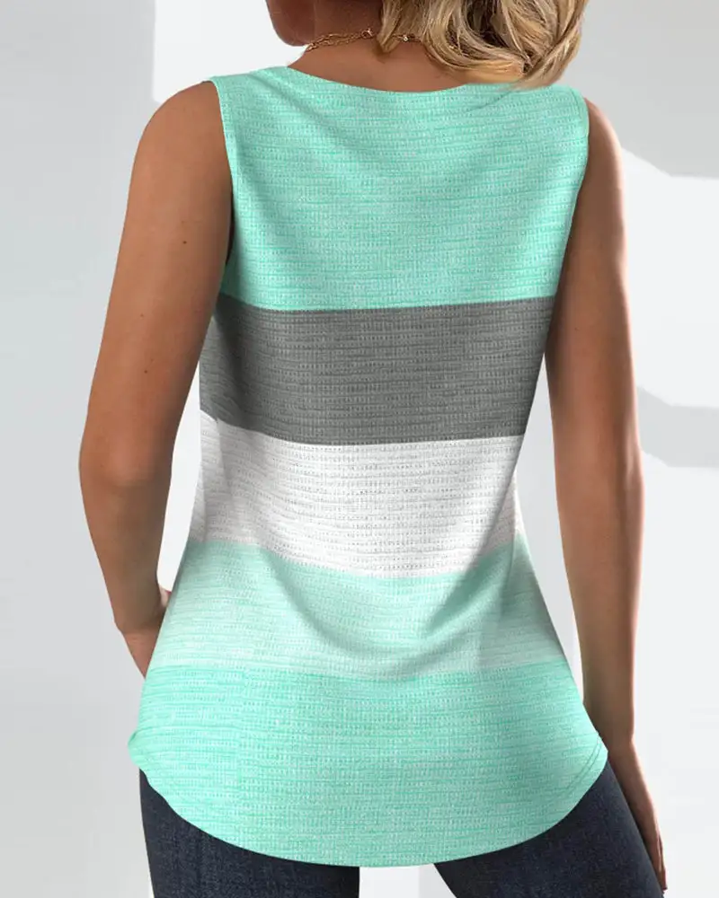 Striped Button Front Blouse