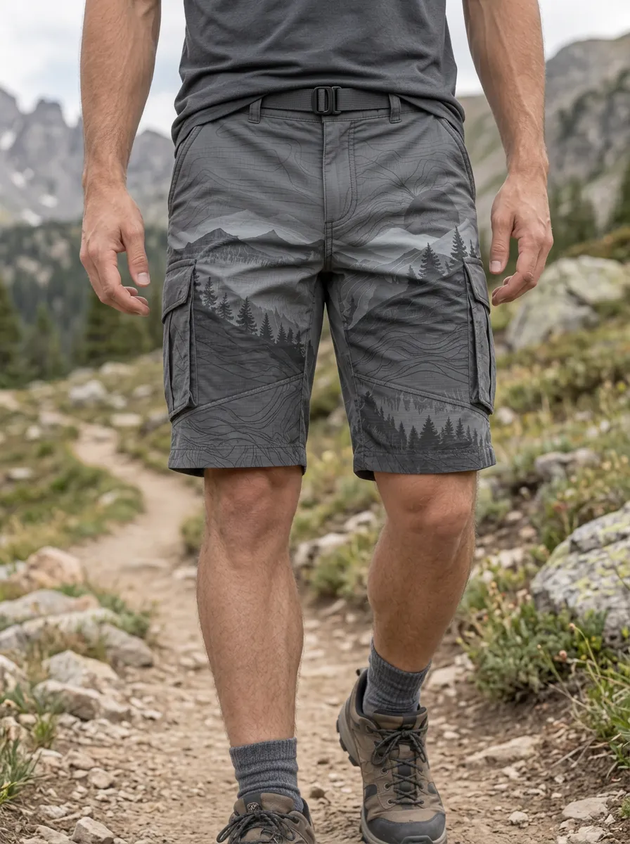 Men's Straight Leg Hiking Outdoor Mountain Forest Cargo Shorts