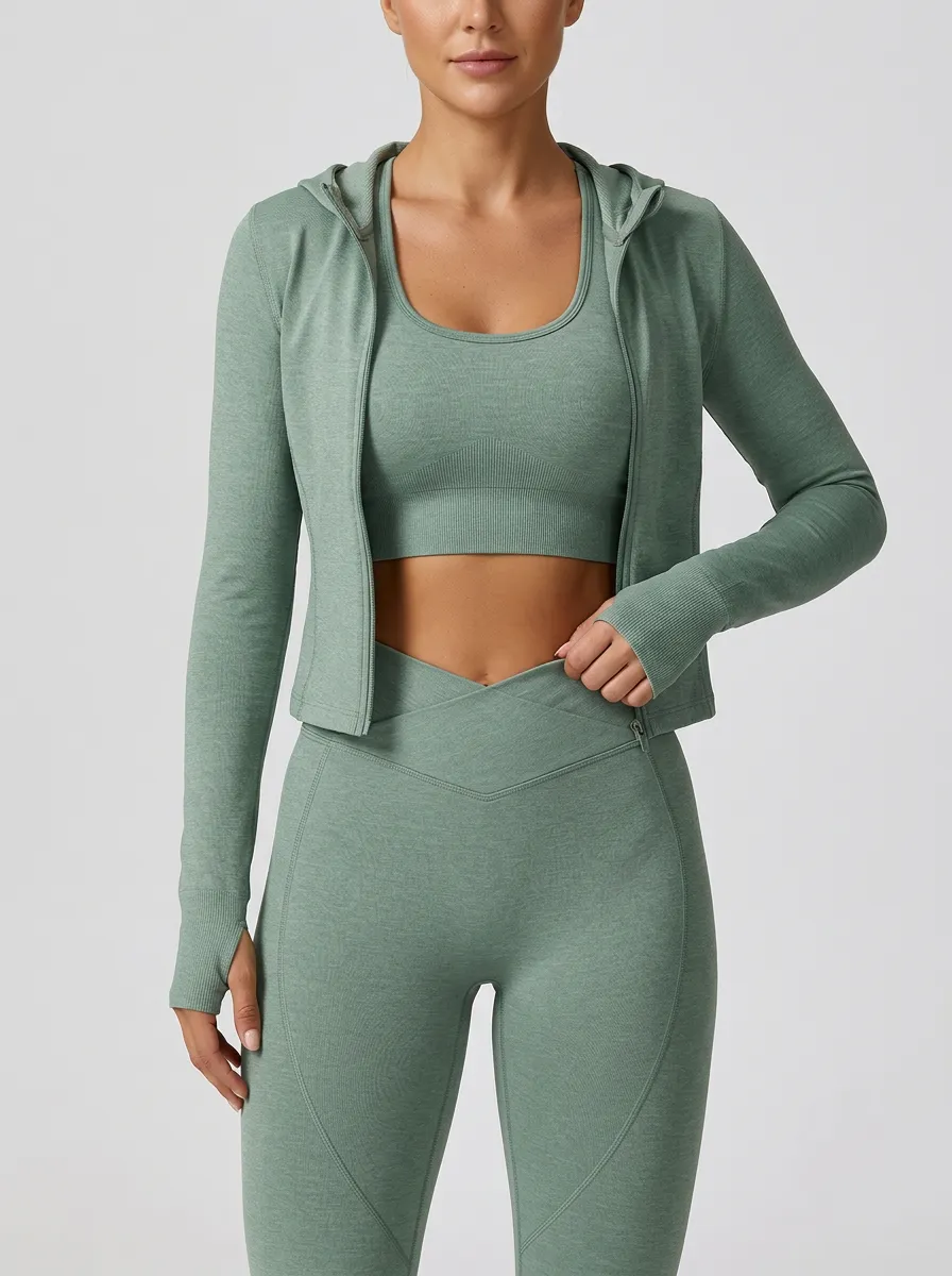 Streetwear Seamless Design Style Women's Three Piece Activewear Set