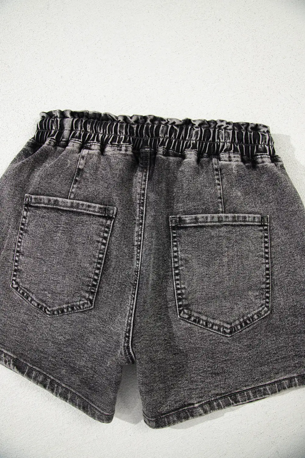 Black Drawstring High Waist Casual Denim