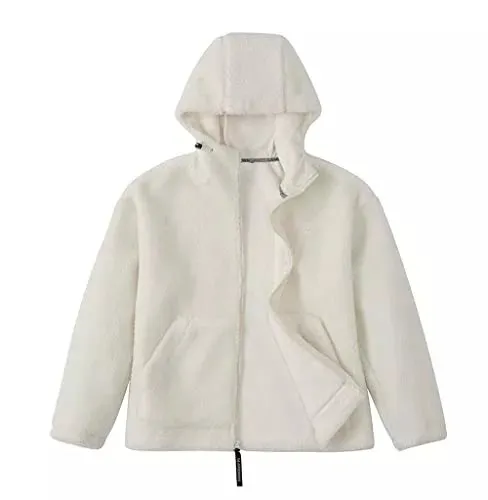 Women's Warm Fleece Sherpa Jackets Hooded Faux Shearling Coats Oversized Winter Teddy Coat Zipper Outwear