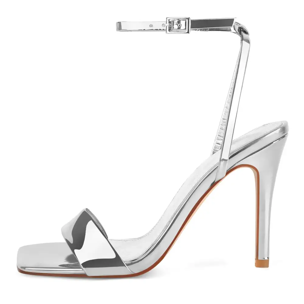Square Toe Ankle Strap Stiletto Refined Sandals