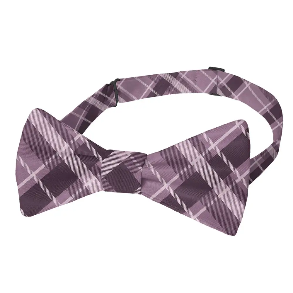 Regal Plaid Motif Bow Tie