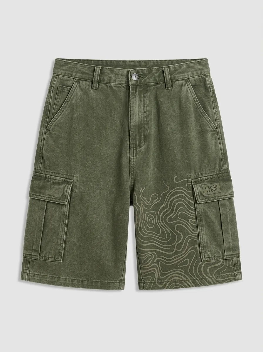 Cargo Topographic Graphic Men's Cargo Shorts