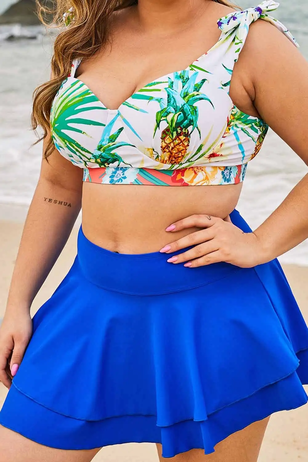 Swimwear Solid Double Layered Ruffles Beach Skirt