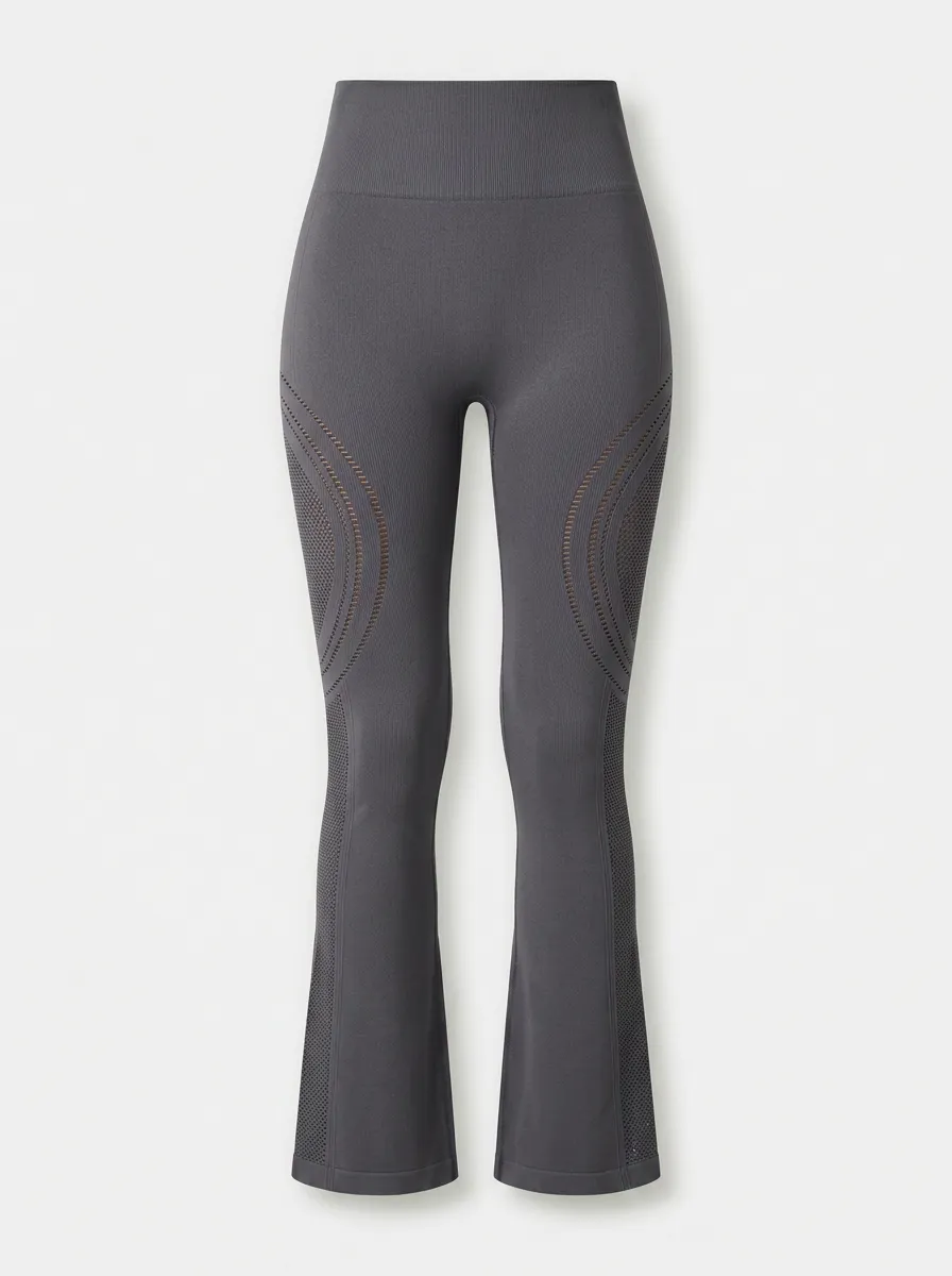 Women's Yoga Fitness Mesh Detail Seamless Flared Leggings