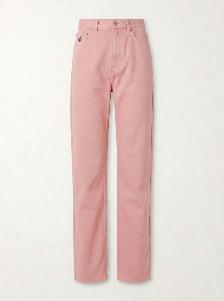 Women's Casual Minimalist Navy Blue Mid-Rise Straight Leg Pants