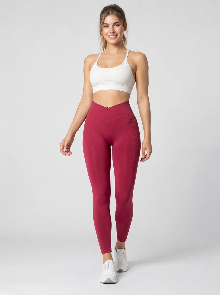 Women's V-Waist Workout Printed Seamless Fitness Leggings