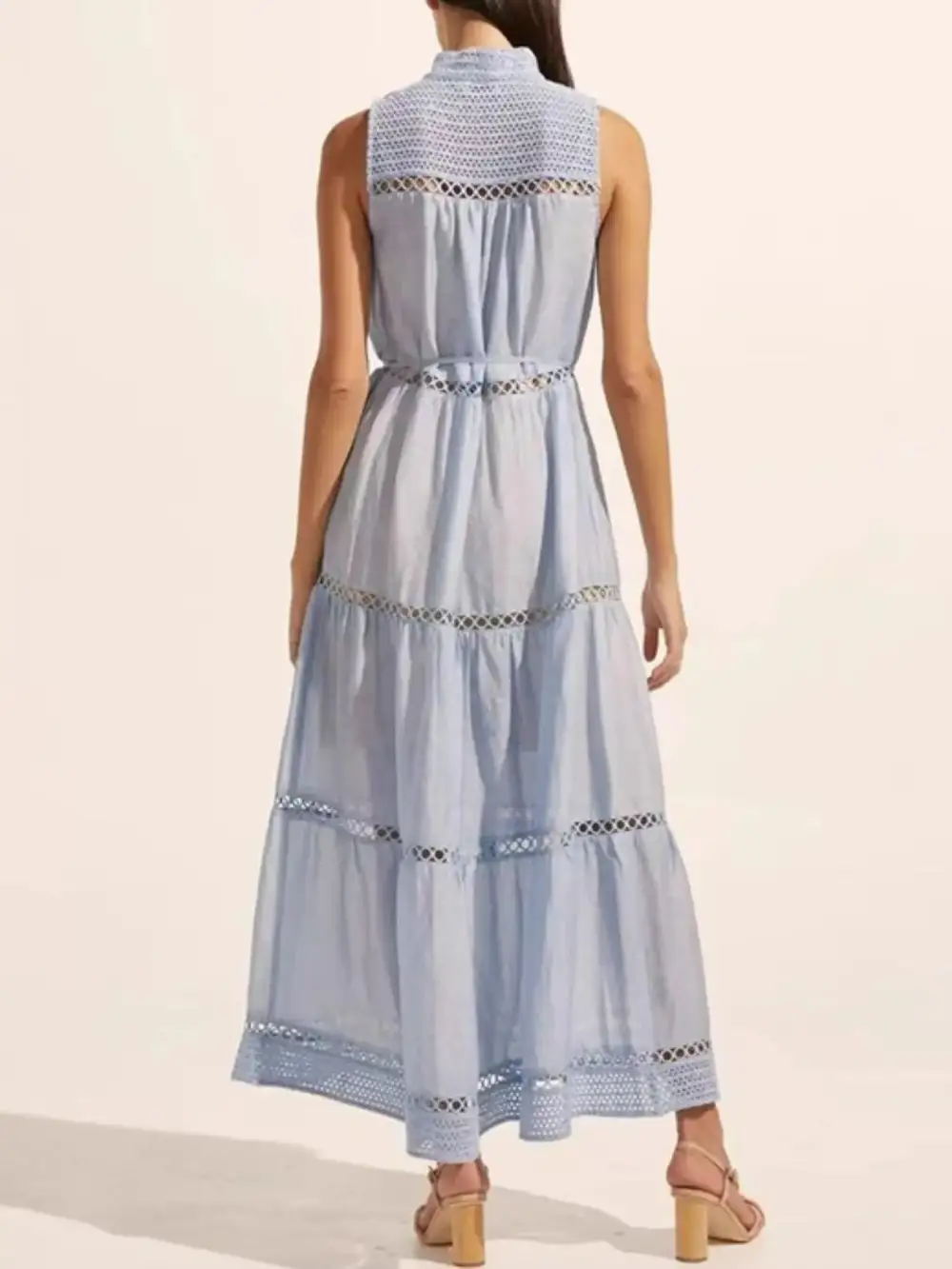 Layered Detail Sleeveless Midi Dress