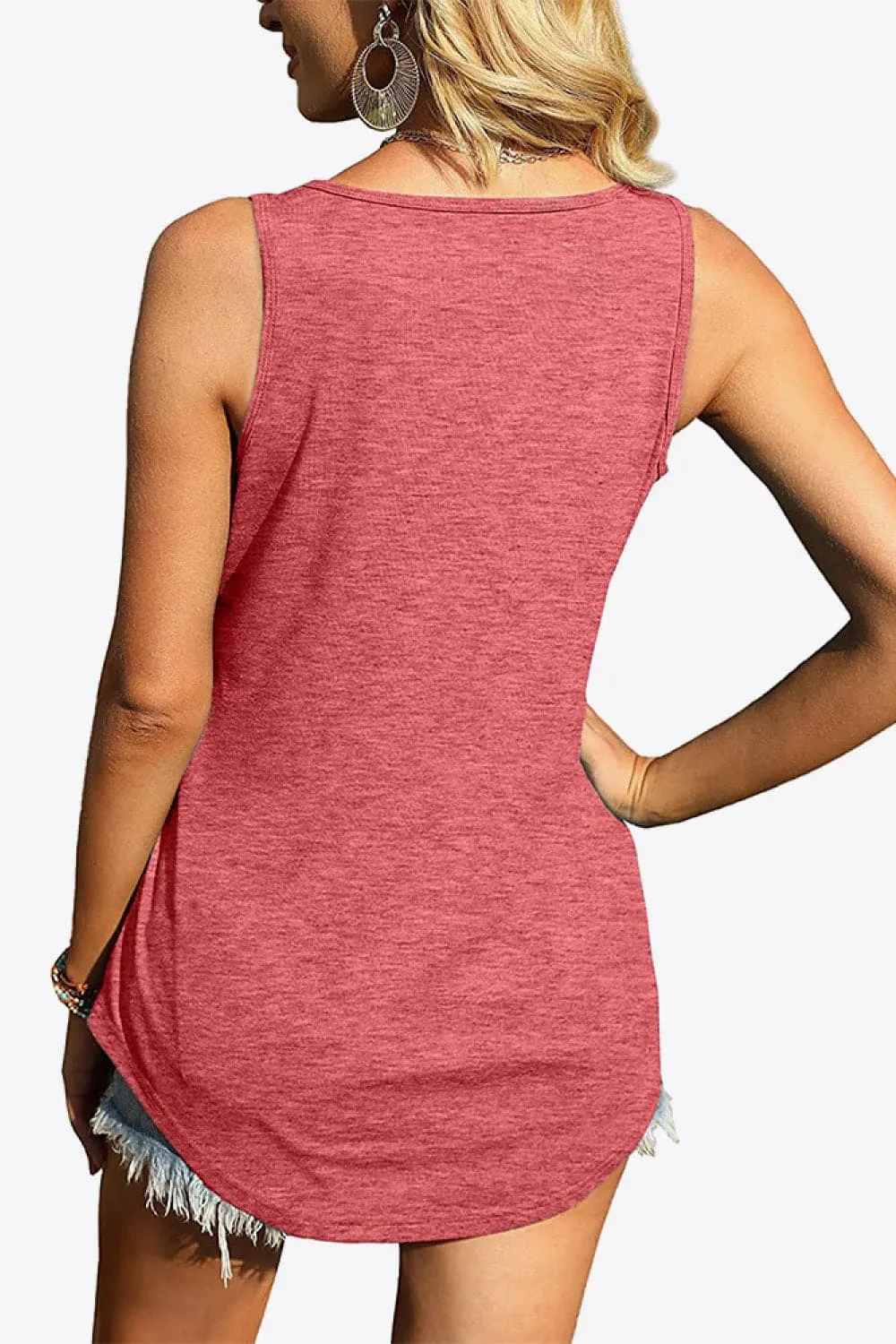 Curved Hem Square Neck Tank Top
