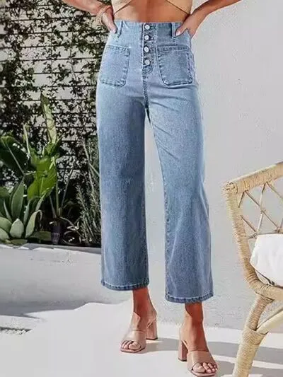 Button Pocketed Denim Jeans