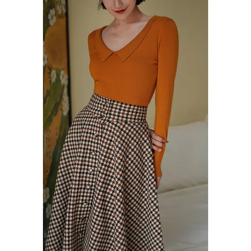 Office Everyday Casual Plaid Skirt