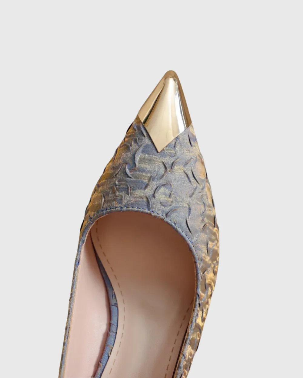 Embossed Satin Slingback Pumps in Blue