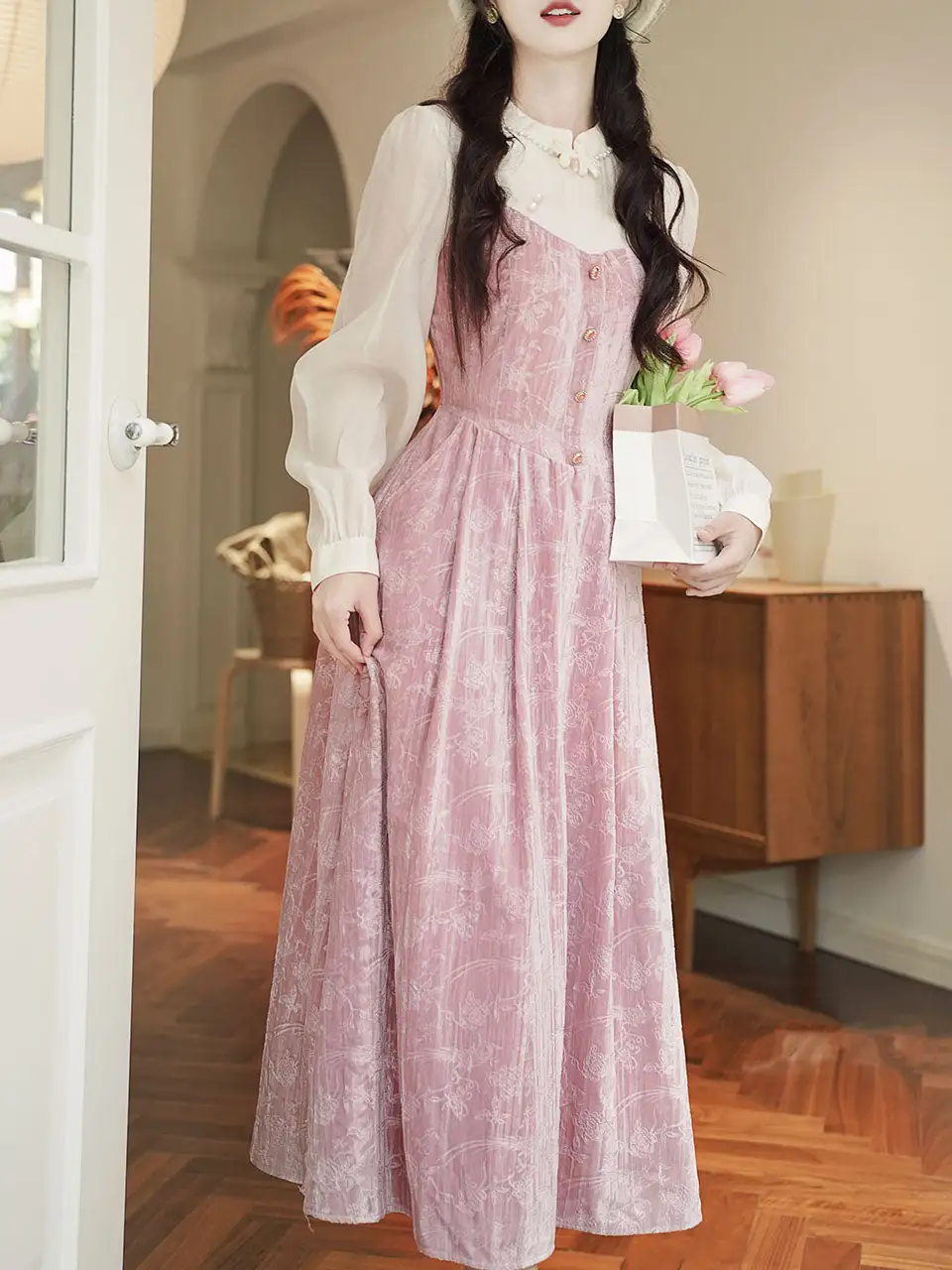 Velvet Spaghetti Strap Long Dress