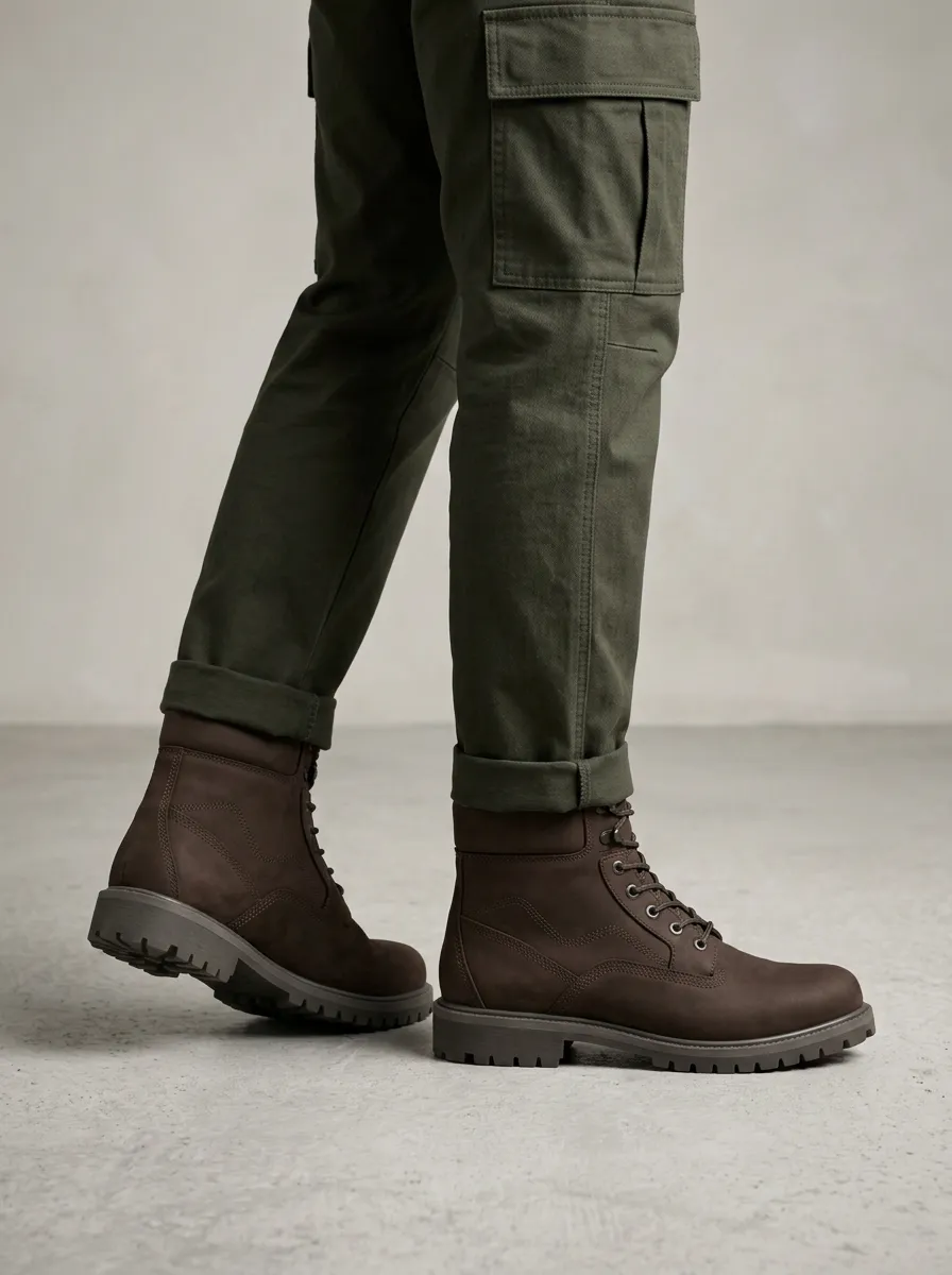 Unisex Leather Casual Print Work Boots