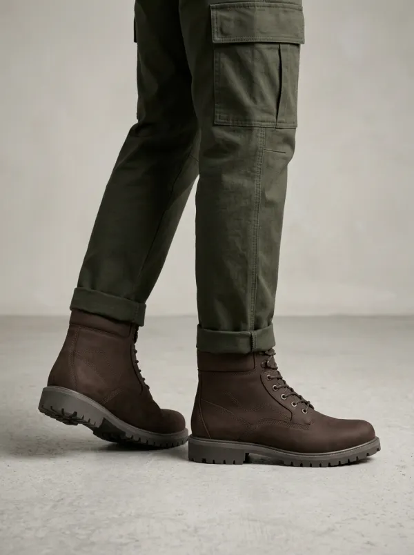 Unisex Leather Casual Print Work Boots