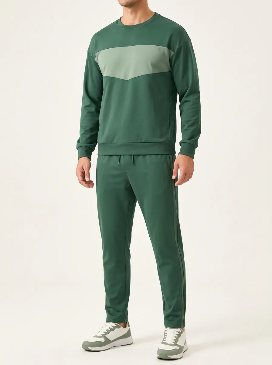 Men's Colorblock Print Detail Tracksuit