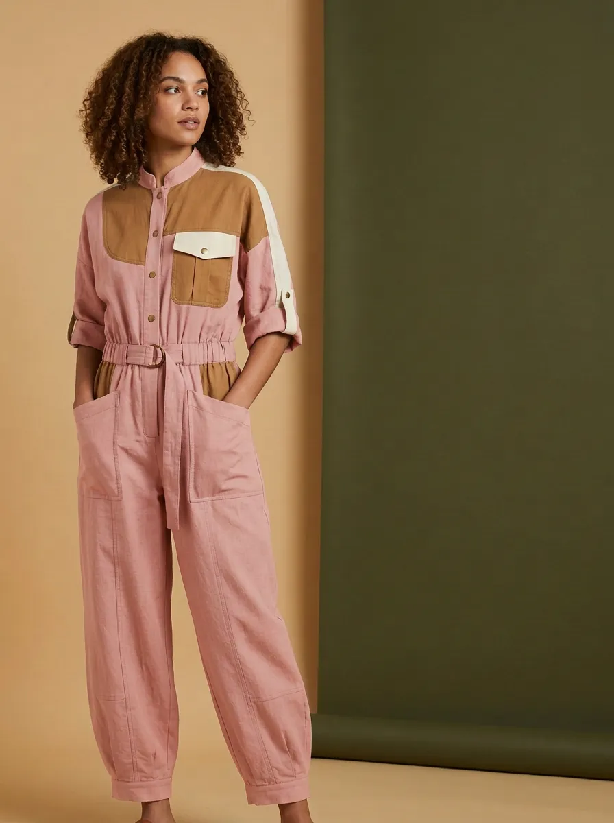 Women's Sierra Utility Colorblock Belted Jumpsuit