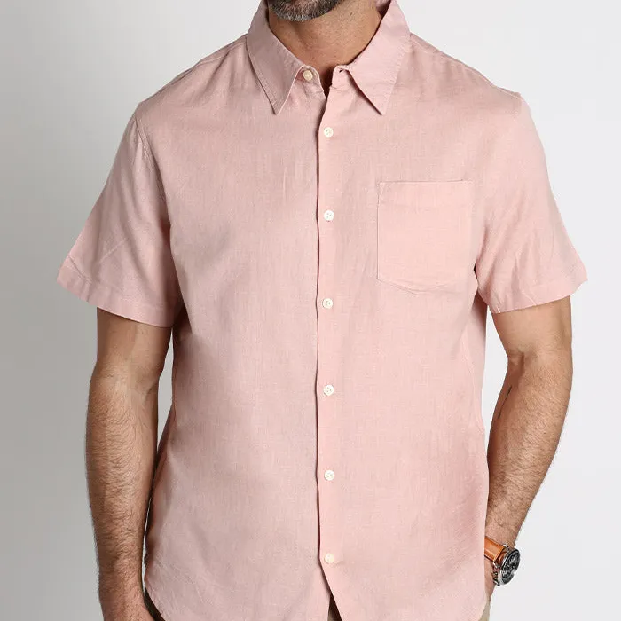 Cotton Linen Blend Short Sleeve Shirt