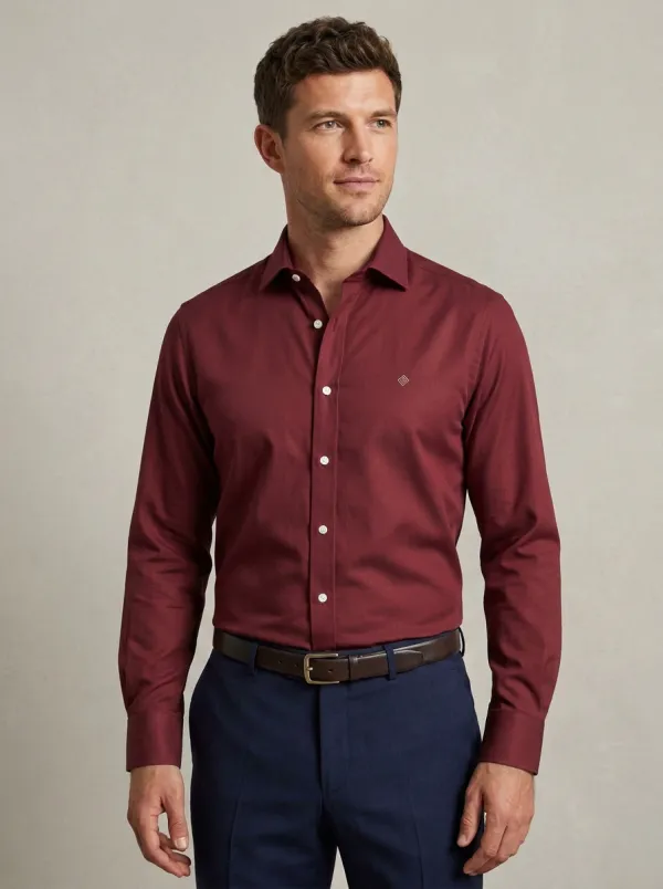 Men's Harbor Non-Iron Cotton Light Blue Embroidered Accent Dress Shirt