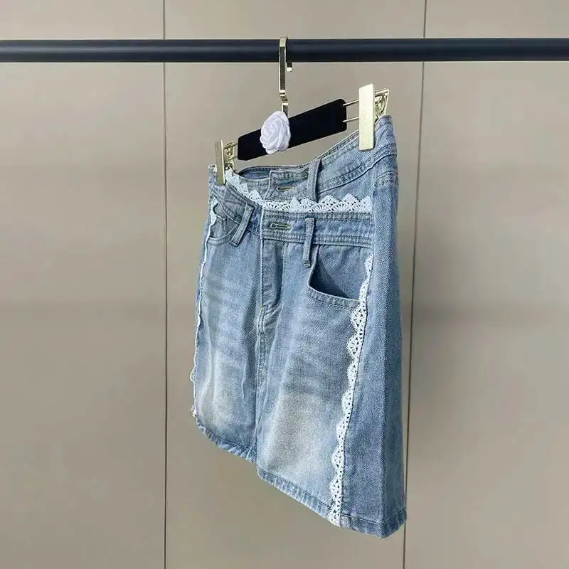 Mini Lace Denim Skirt