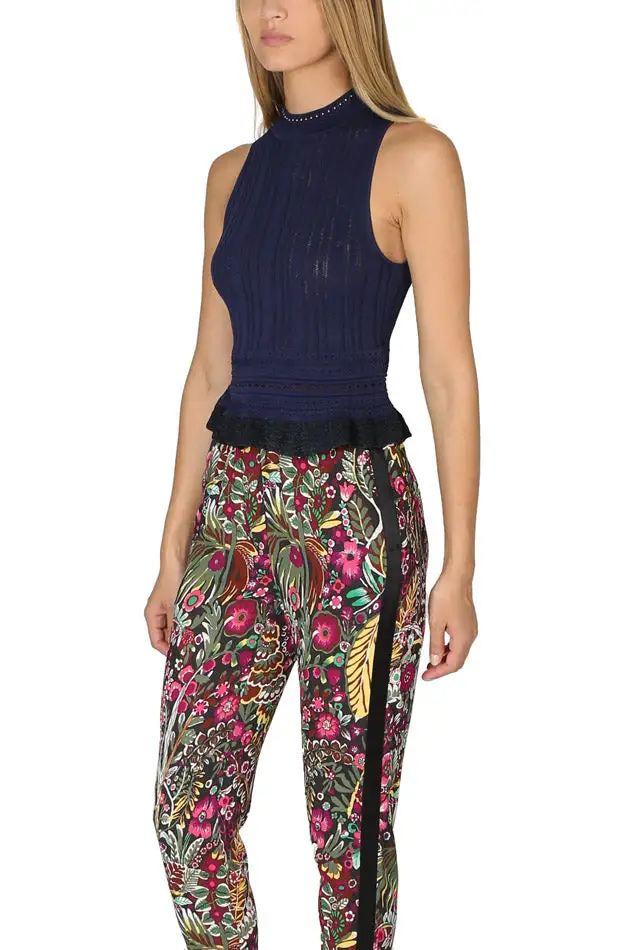Lace Cropped Zip Tank Top