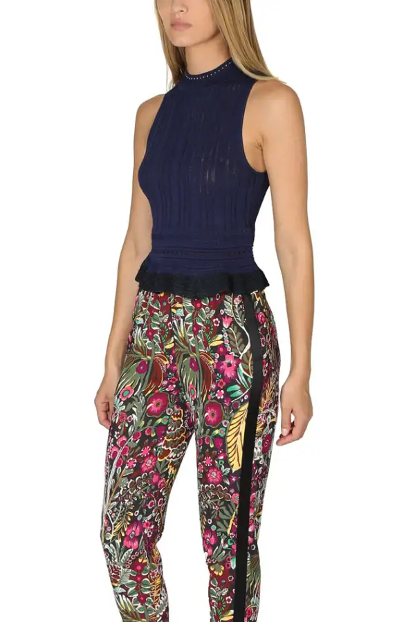 Lace Cropped Zip Tank Top