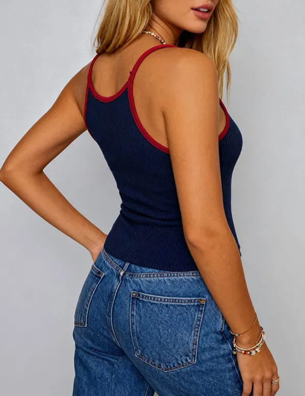 Chic Scoop Neck Color Block Cami Top