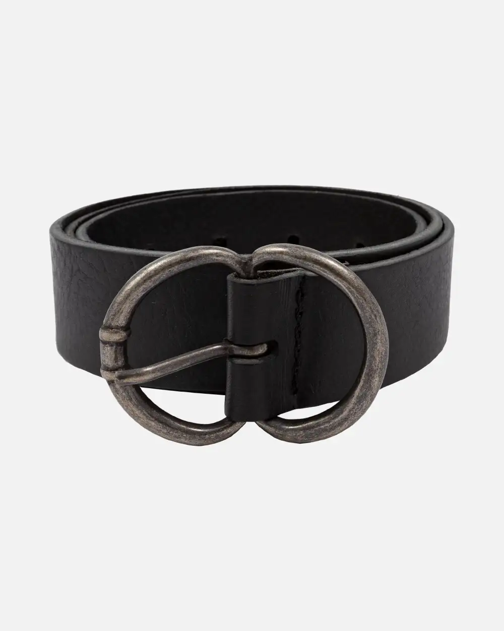 Double C Ring Buckle Leather Waist Belt